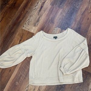 Cream Textured Long Sleeve Top